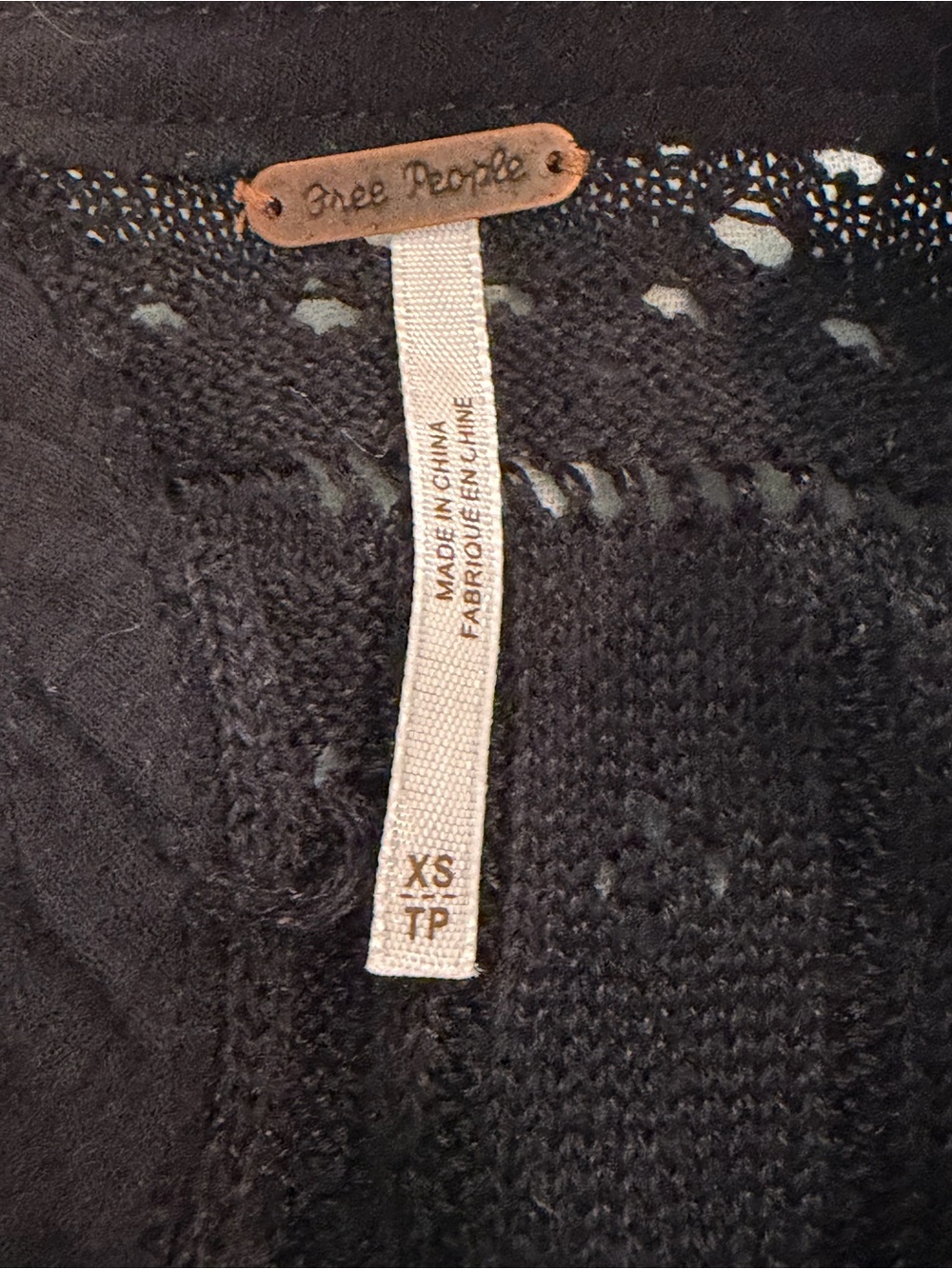 Free People Black Crochet Lace Bell Sleeve Top - Picture 3 of 4